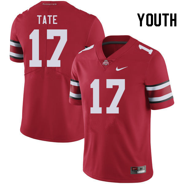 Youth #17 Carnell Tate Ohio State Buckeyes College Football Jerseys Stitched-Red